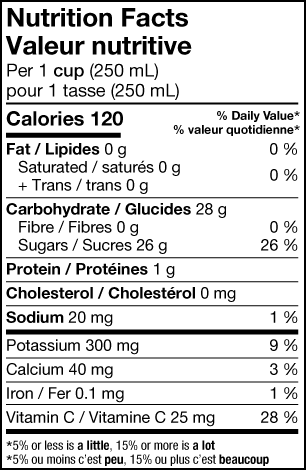 Informations nutritionnelles
