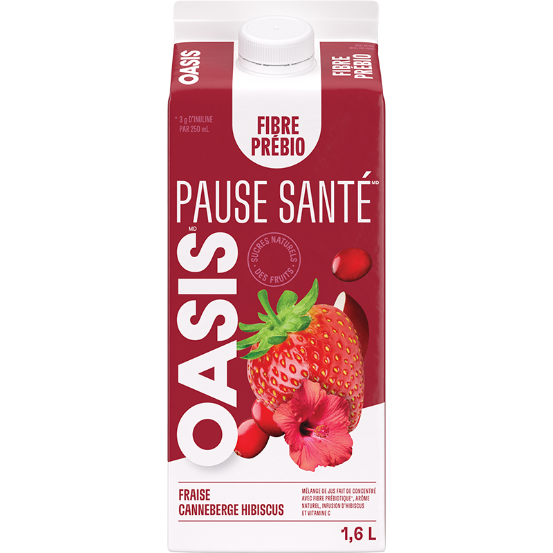 OASIS PAUSE SANTÉ FRAISE CANNEBERGE HIBISCUS Gable Elopak 1.6L
